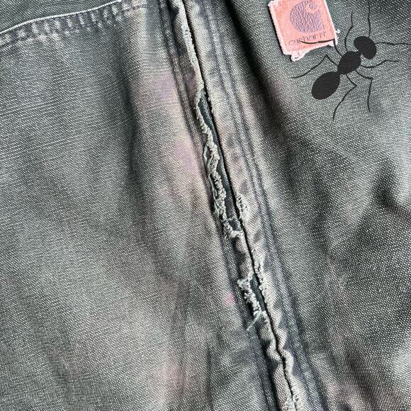 Vintage Y2K Carhartt faded J130 SPC green hooded work wear jacket - Picture 3 of 16